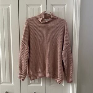 aerie Dusty Rose Ribbed Turtleneck Sweater